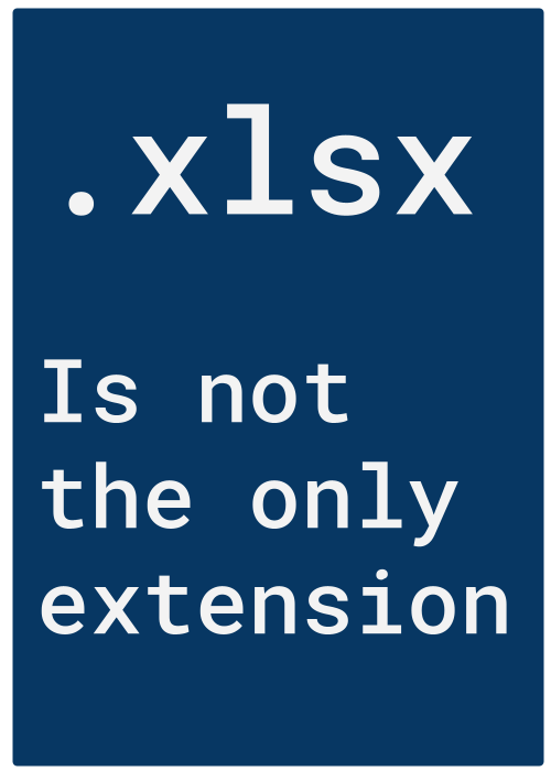 Text reading 'xls is not the only extension'